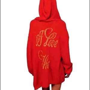 Wildfox White Label “I Love Thee” hooded cardigan